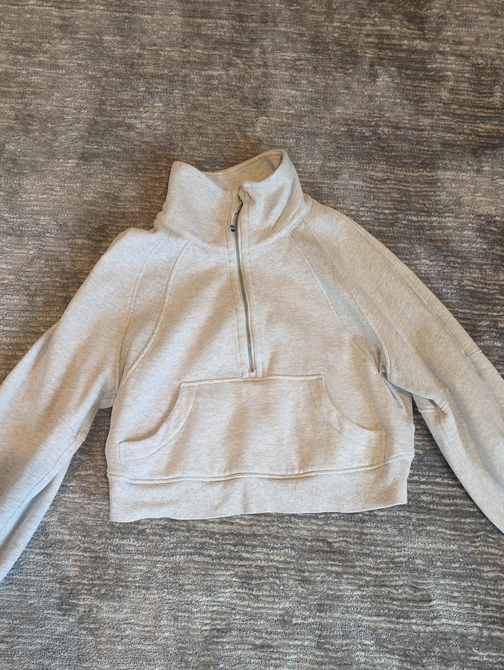 lululemon athletica Light Gray Cropped Half-Zip Pullover